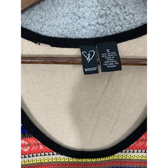 WINDSOR Small (S) Long Sleeve Sweater Dress / Longline Blouse Top Striped - Picture 2 of 7